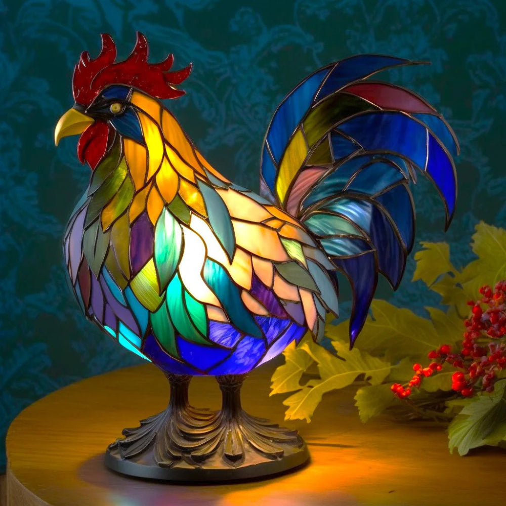 Tafellamp Glas In Lood LED Dieren Decoratieve Lamp