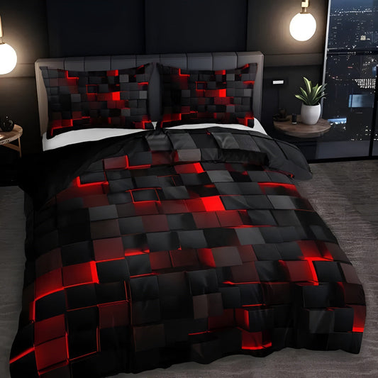 Dekbedovertrek Microvezel 3D Neon Grid Modern