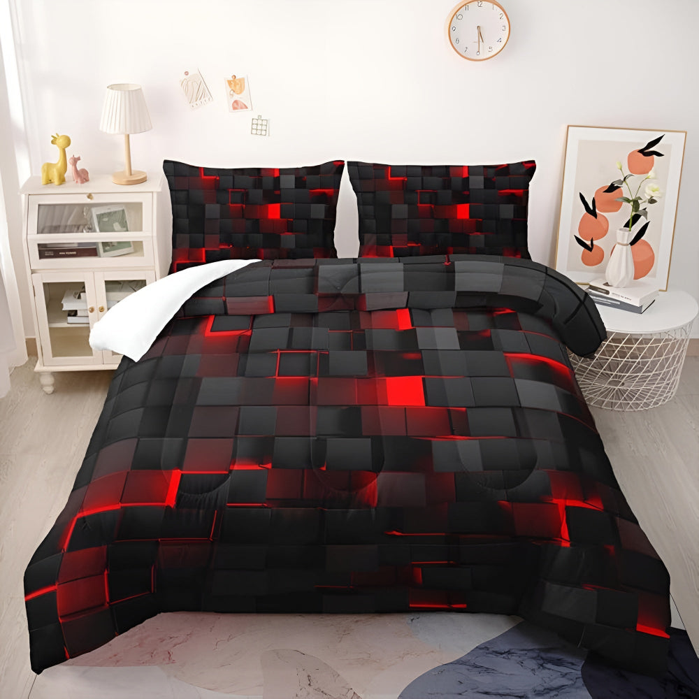 Dekbedovertrek Microvezel 3D Neon Grid Modern