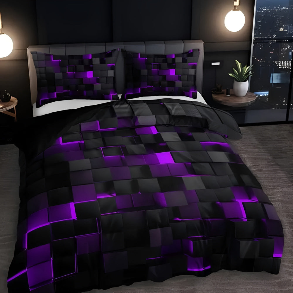 Dekbedovertrek Microvezel 3D Neon Grid Modern
