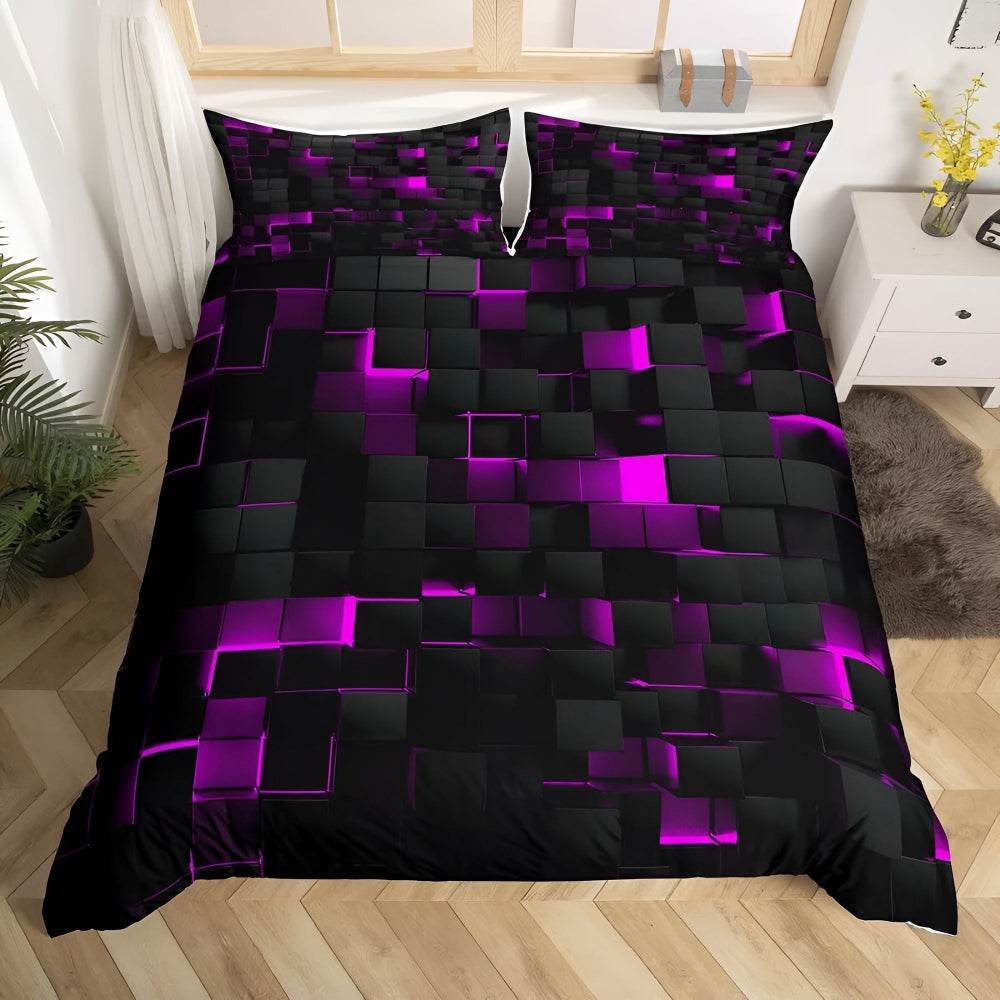 Dekbedovertrek Microvezel 3D Neon Grid Modern