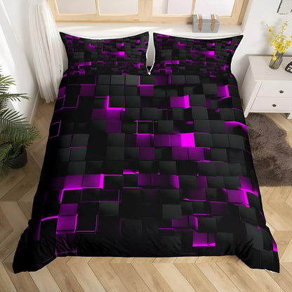 Dekbedovertrek Microvezel 3D Neon Grid Modern