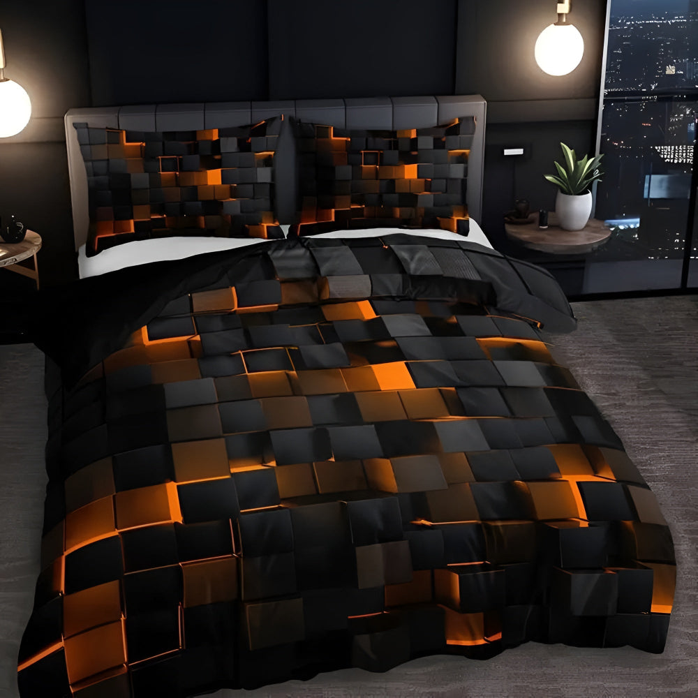 Dekbedovertrek Microvezel 3D Neon Grid Modern