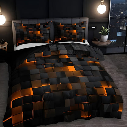 Dekbedovertrek Microvezel 3D Neon Grid Modern
