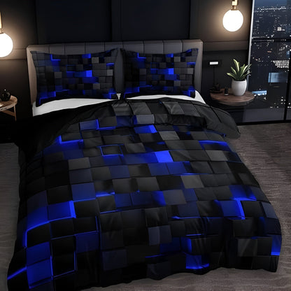 Dekbedovertrek Microvezel 3D Neon Grid Modern