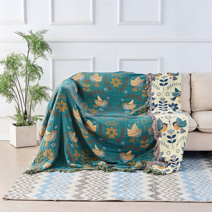 Plaid Deken Katoen Scandinavisch Vogels Omkeerbaar