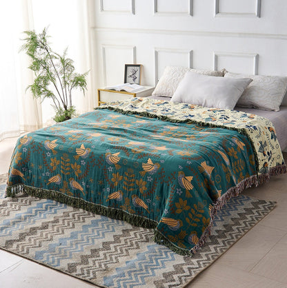 Plaid Deken Katoen Scandinavisch Vogels Omkeerbaar