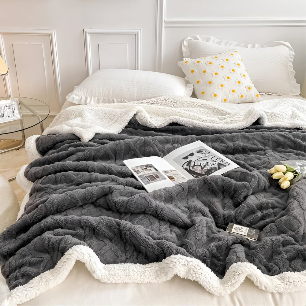 Deken Tweezijdige Fleece Plaid Bed Bank Winter Warmte