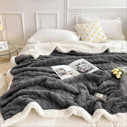Deken Tweezijdige Fleece Plaid Bed Bank Winter Warmte