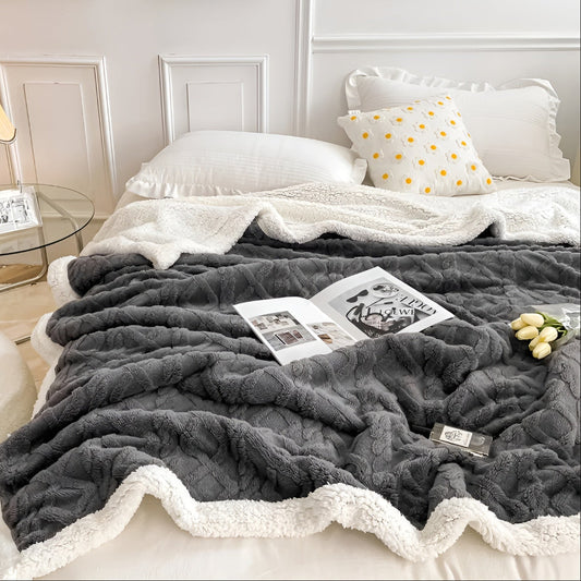 Deken Tweezijdige Fleece Plaid Bed Bank Winter Warmte