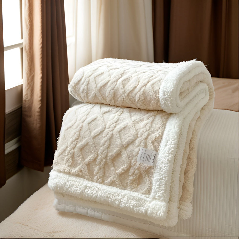 Deken Tweezijdige Fleece Plaid Bed Bank Winter Warmte