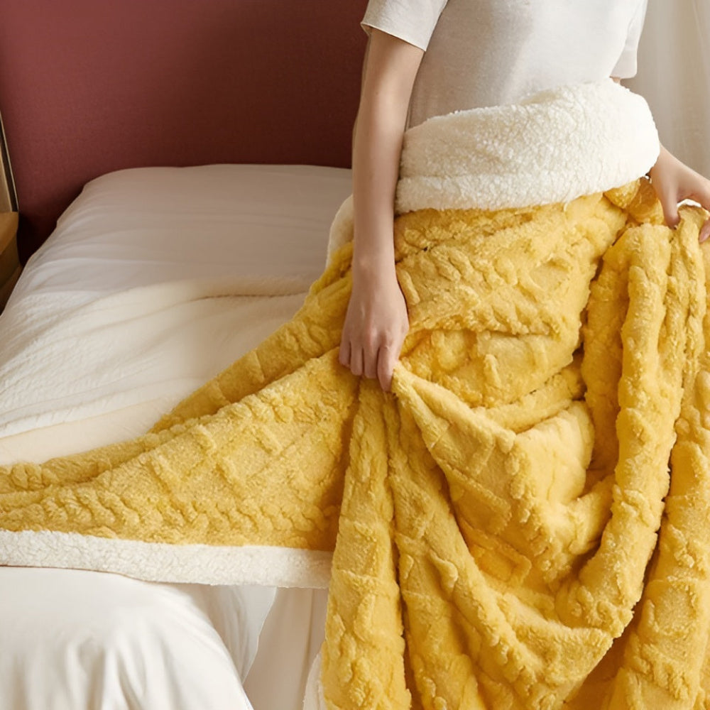 Deken Tweezijdige Fleece Plaid Bed Bank Winter Warmte