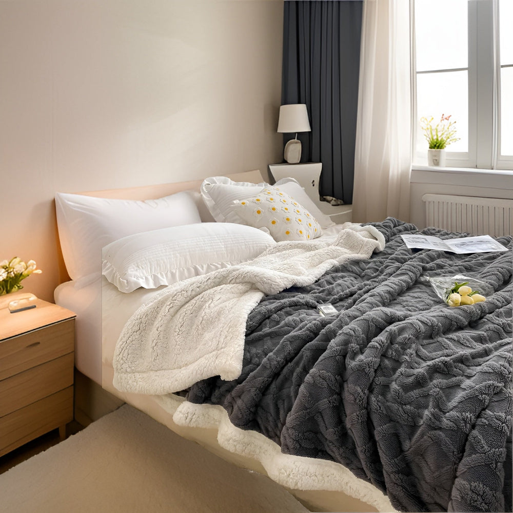 Deken Tweezijdige Fleece Plaid Bed Bank Winter Warmte