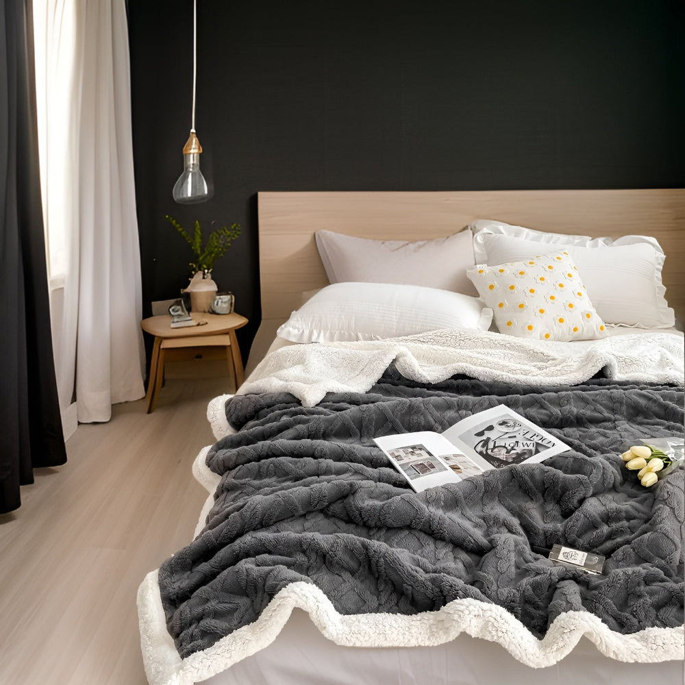 Deken Tweezijdige Fleece Plaid Bed Bank Winter Warmte