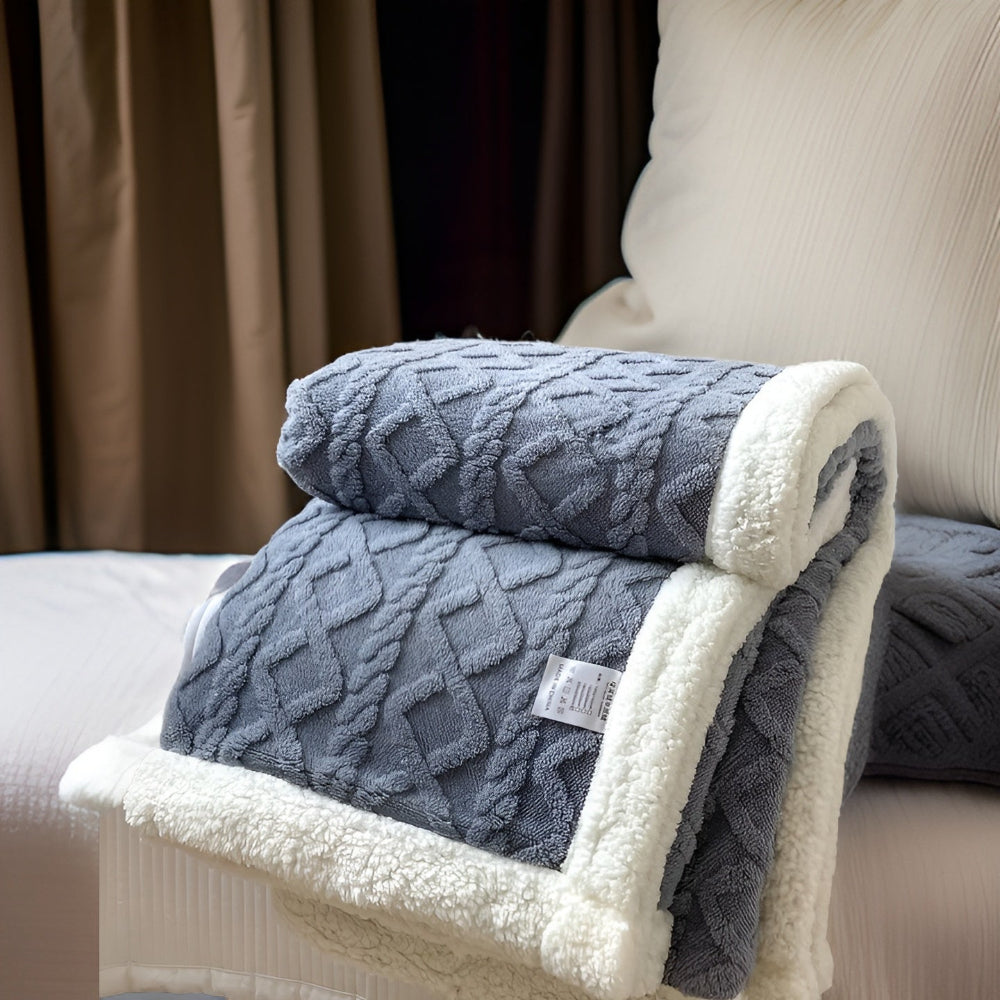 Deken Tweezijdige Fleece Plaid Bed Bank Winter Warmte