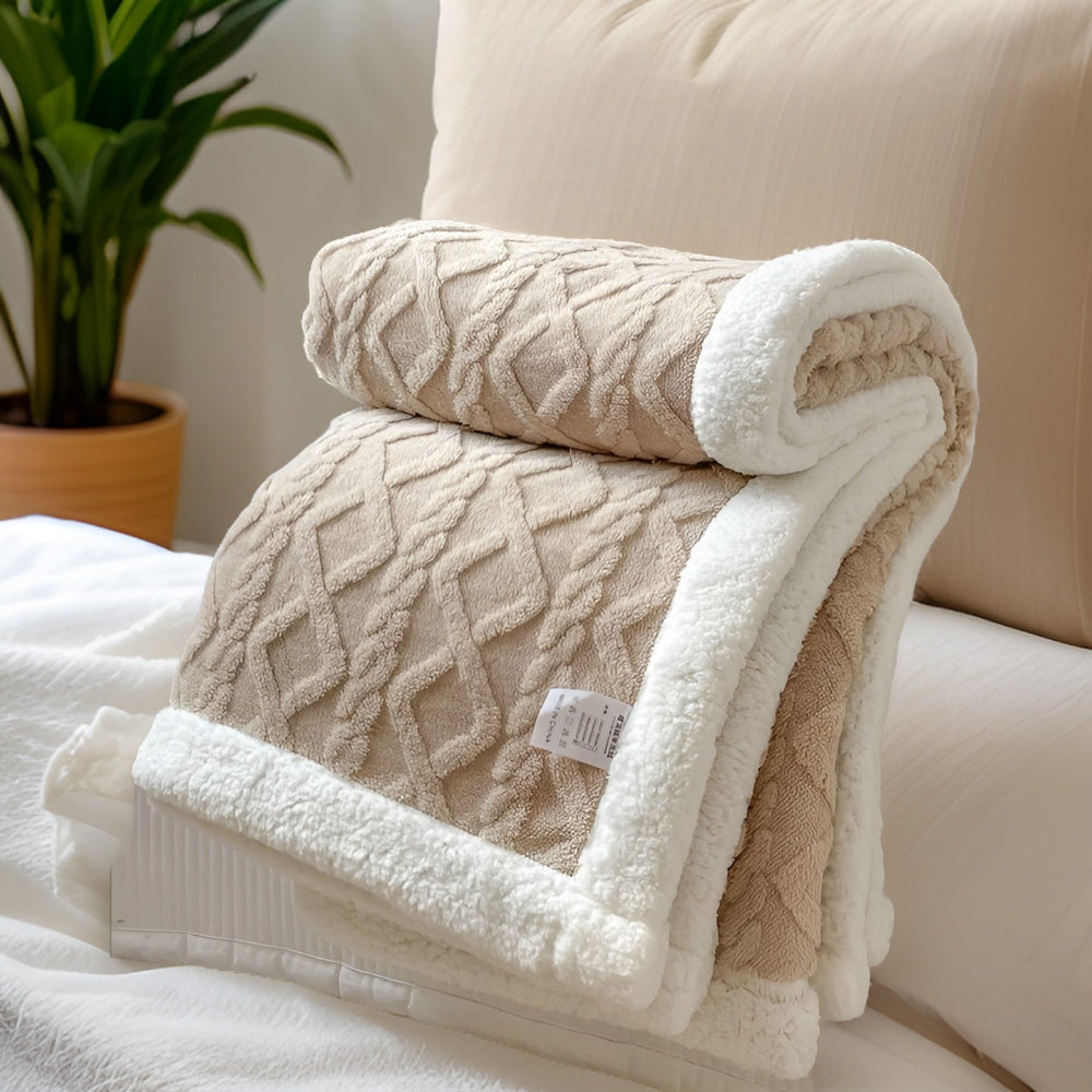 Deken Tweezijdige Fleece Plaid Bed Bank Winter Warmte