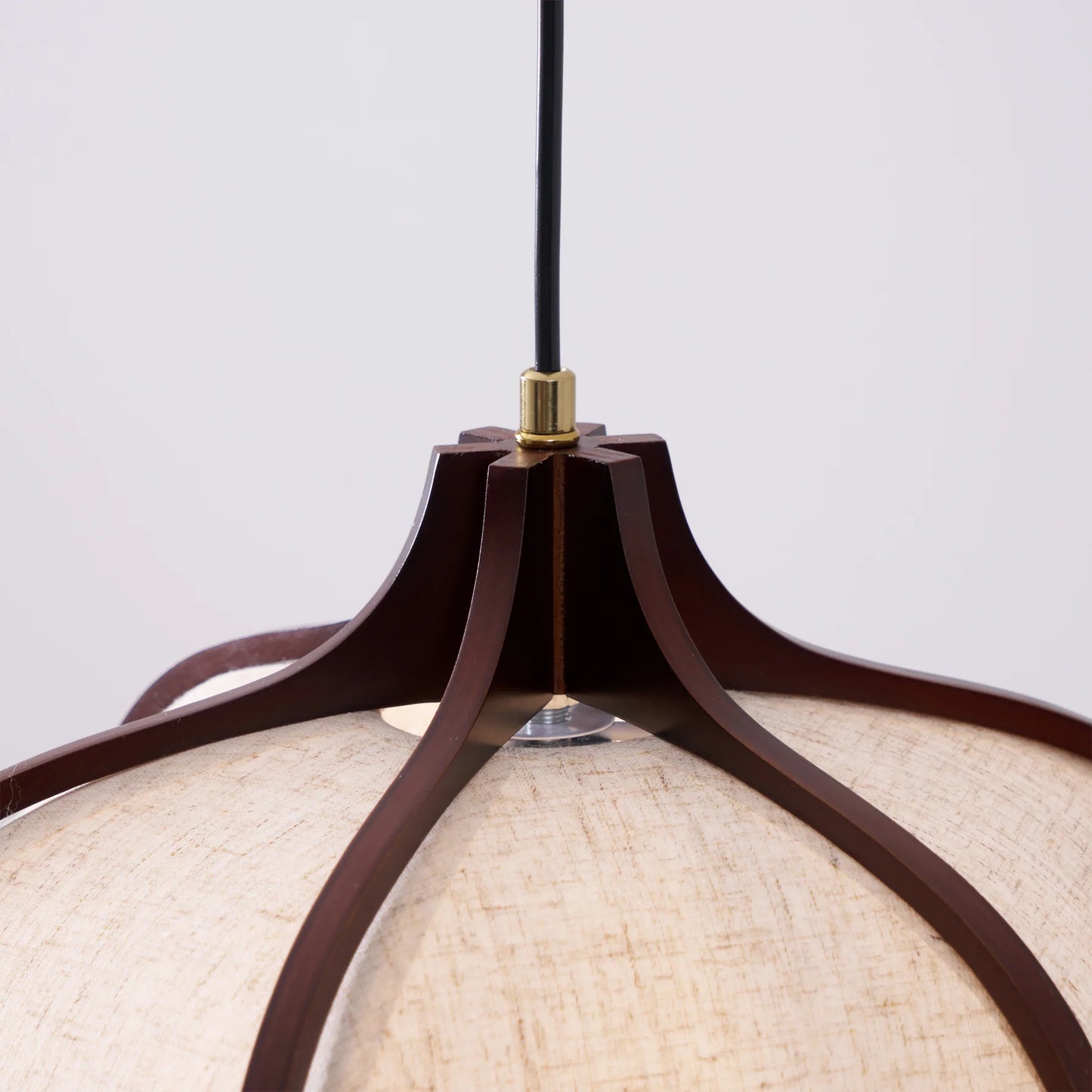 Vintage Lichtkunst Hangerlamp in Hout & Stof