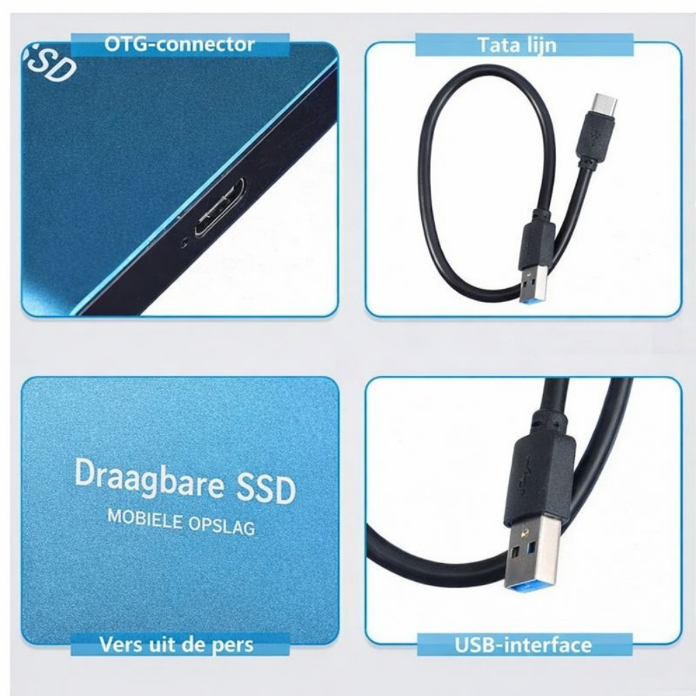 Externe SSD 512GB Portable Snelle Opslag USB C