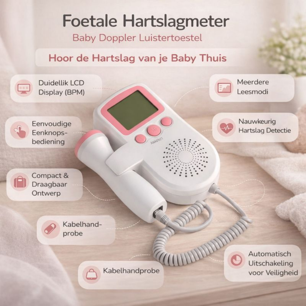 Fetal Doppler Zwangerschap Hartslagmeter Baby LCD Display