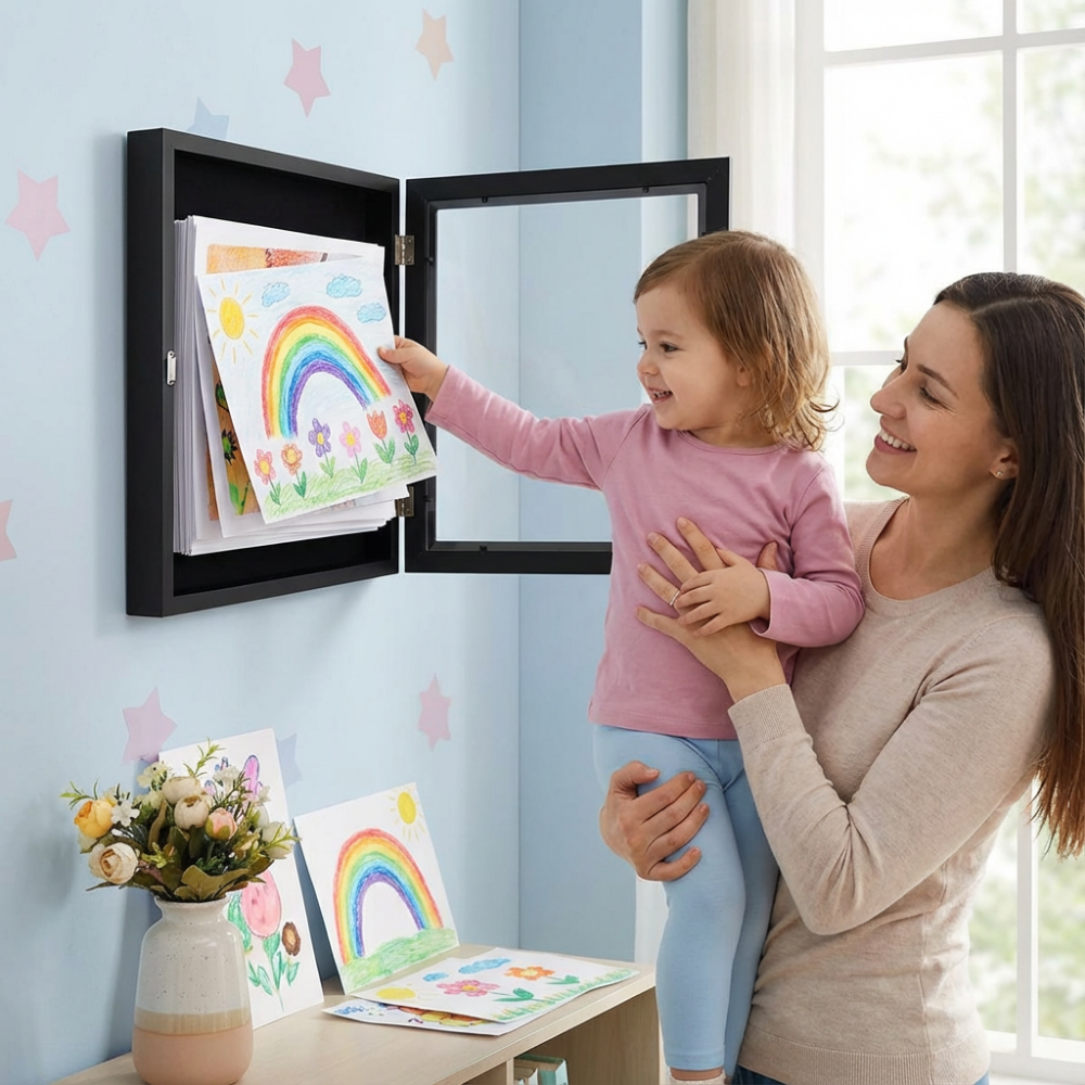 Fotolijst Kindertekeningen Opbergframe Houten Wandlijst