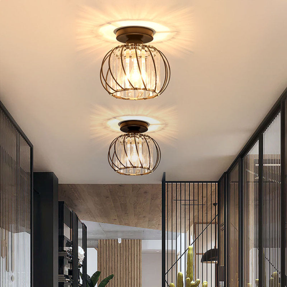 Plafondlamp Glas Metaal Vintage Industriele Verlichting