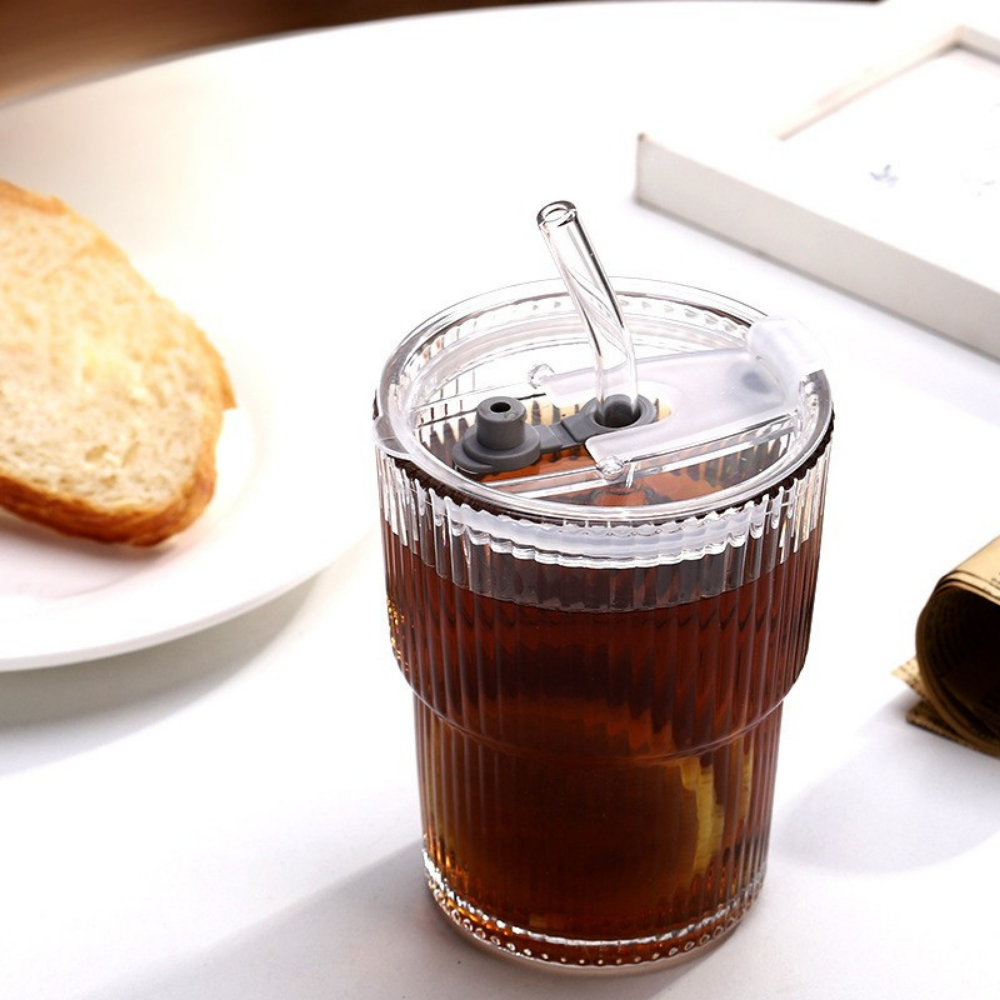 Glazen Moderne Geribbelde Drinkglazen Set