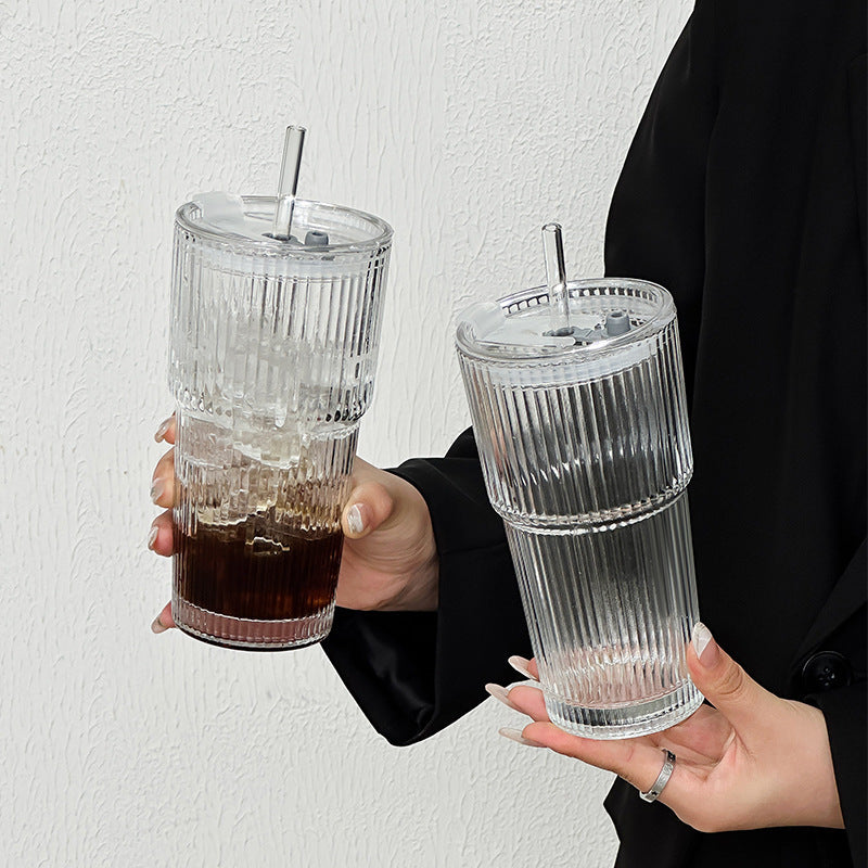 Glazen Moderne Geribbelde Drinkglazen Set