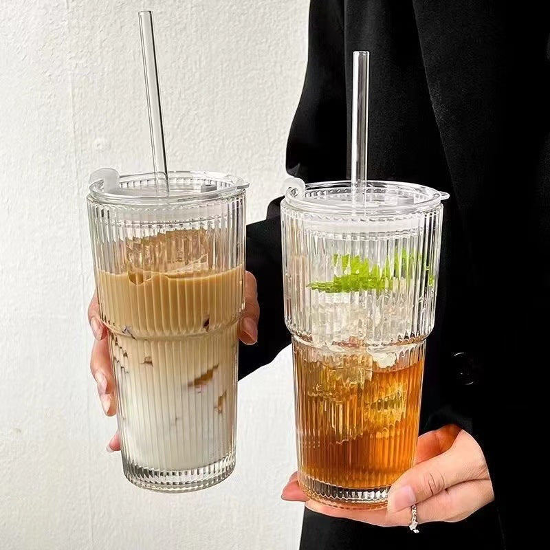 Glazen Moderne Geribbelde Drinkglazen Set