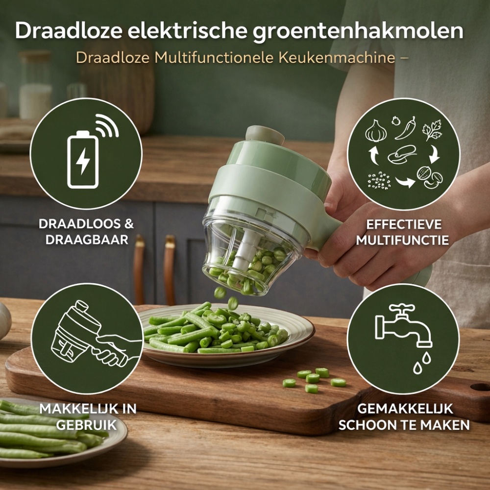 Groentesnijder Elektrisch Oplaadbaar Keuken Hakmolen