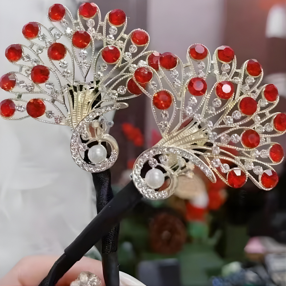 Haarklem Vintage Pauw Kristal Haarclip Dames