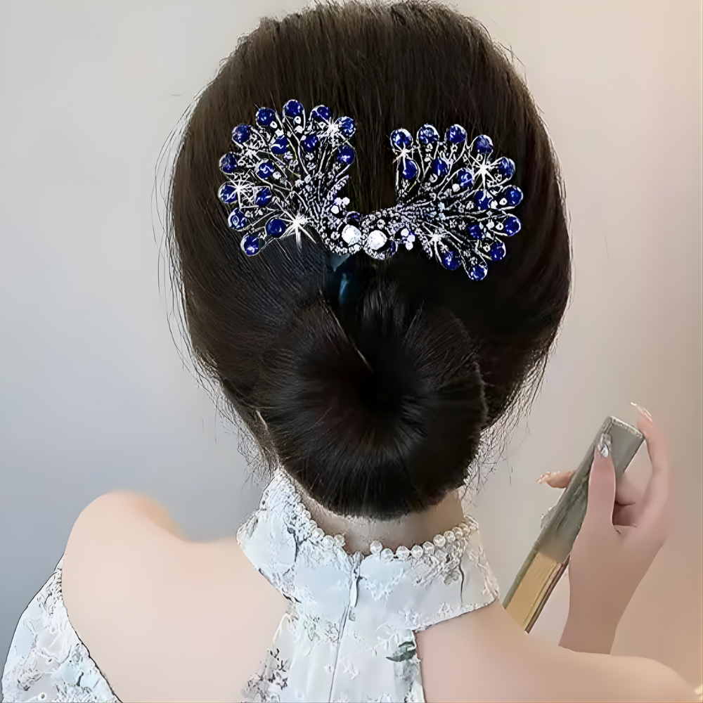 Haarklem Vintage Pauw Kristal Haarclip Dames