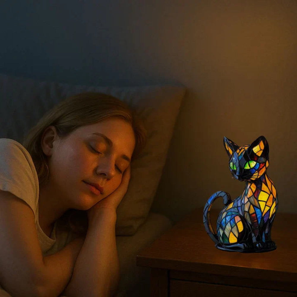 Tafellamp Glas Handgemaakt Kat Sfeerverlichting Decoratie