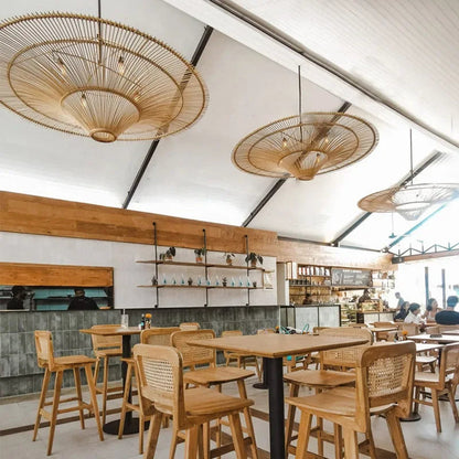 Handgemaakte Rieten Plafondlamp met Warme lichting