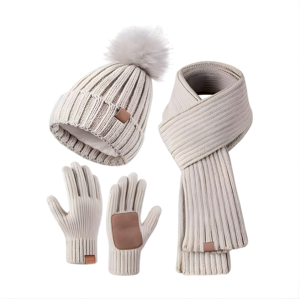 Handschoenen Winterset Gebreid Touchscreen Muts Sjaal