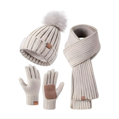 Handschoenen Winterset Gebreid Touchscreen Muts Sjaal
