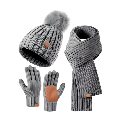 Handschoenen Winterset Gebreid Touchscreen Muts Sjaal