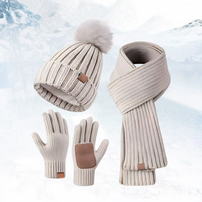 Handschoenen Winterset Gebreid Touchscreen Muts Sjaal
