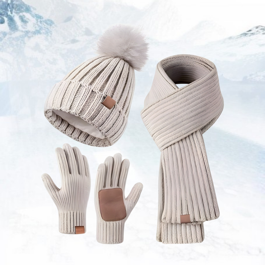 Handschoenen Winterset Gebreid Touchscreen Muts Sjaal