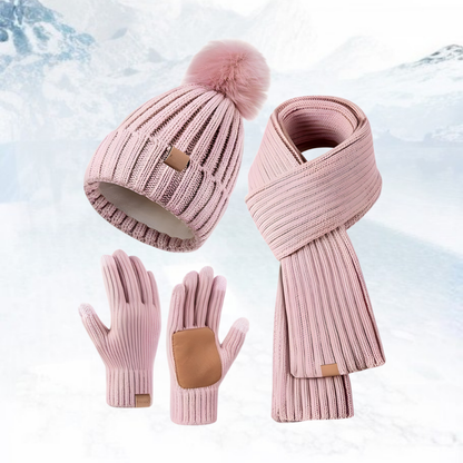 Handschoenen Winterset Gebreid Touchscreen Muts Sjaal