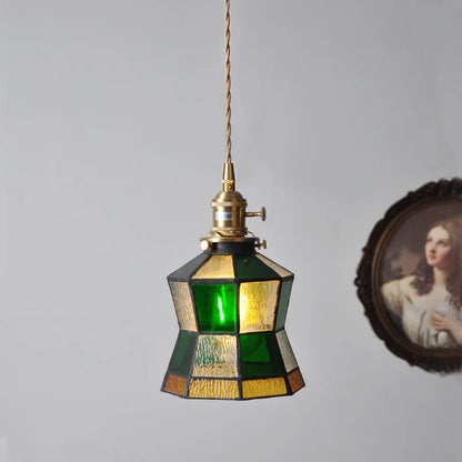Luxe Walnoothouten Glazen Hanglamp