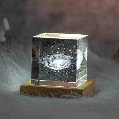 3D Kristallen Kubus Maan Nachtlampje
