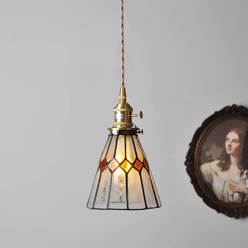 Luxe Walnoothouten Glazen Hanglamp