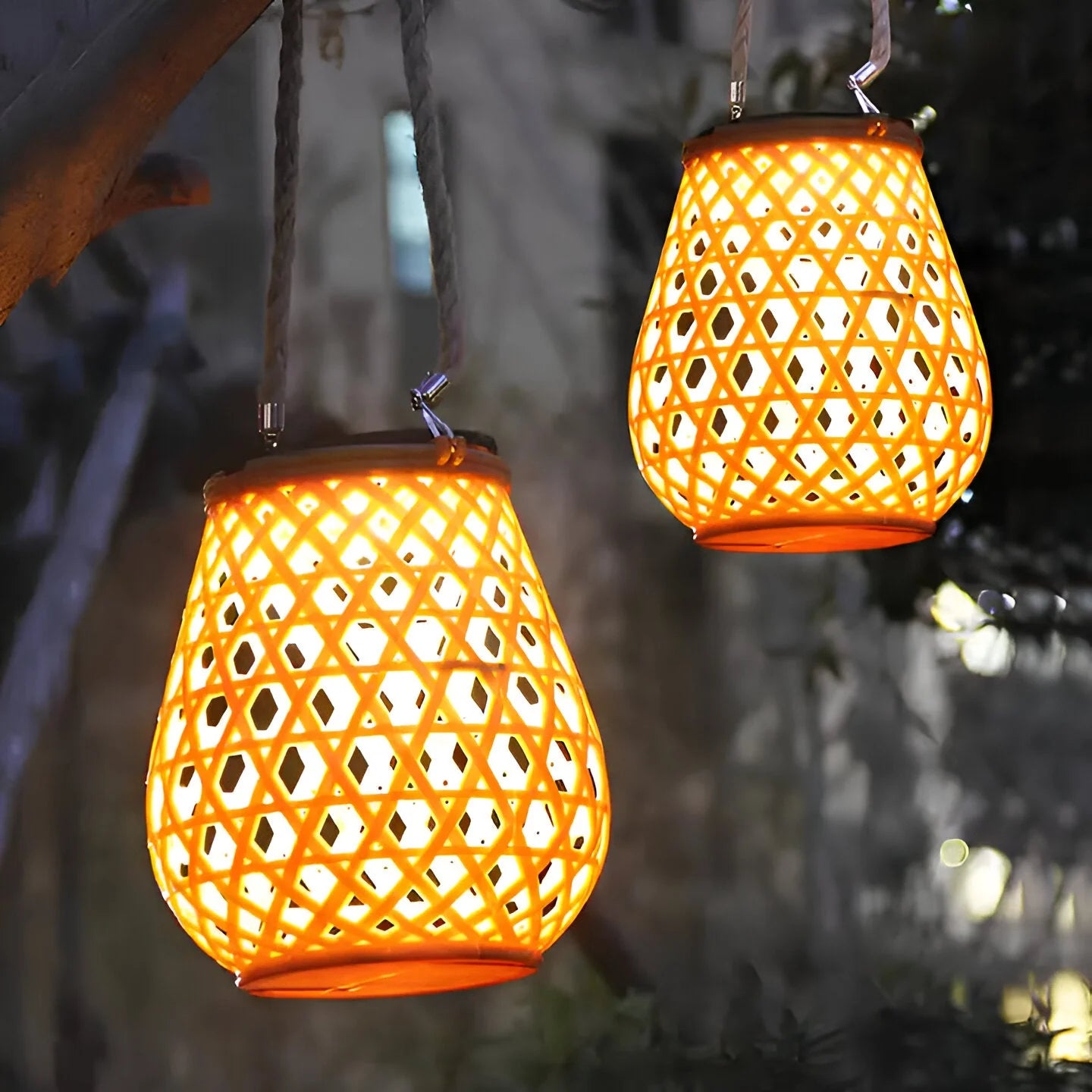 Zonne Tuinlamp met Gevlochten Bamboe Look