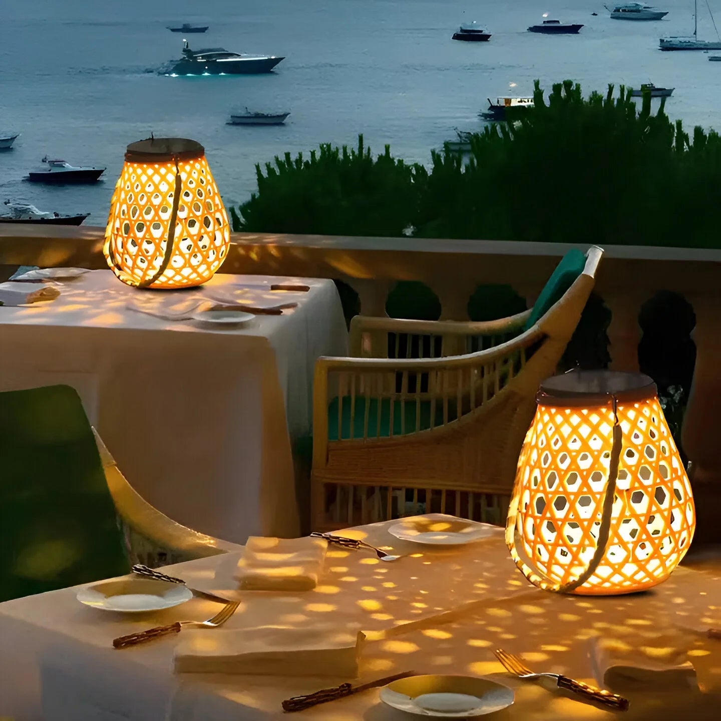Zonne Tuinlamp met Gevlochten Bamboe Look