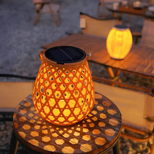 Zonne Tuinlamp met Gevlochten Bamboe Look