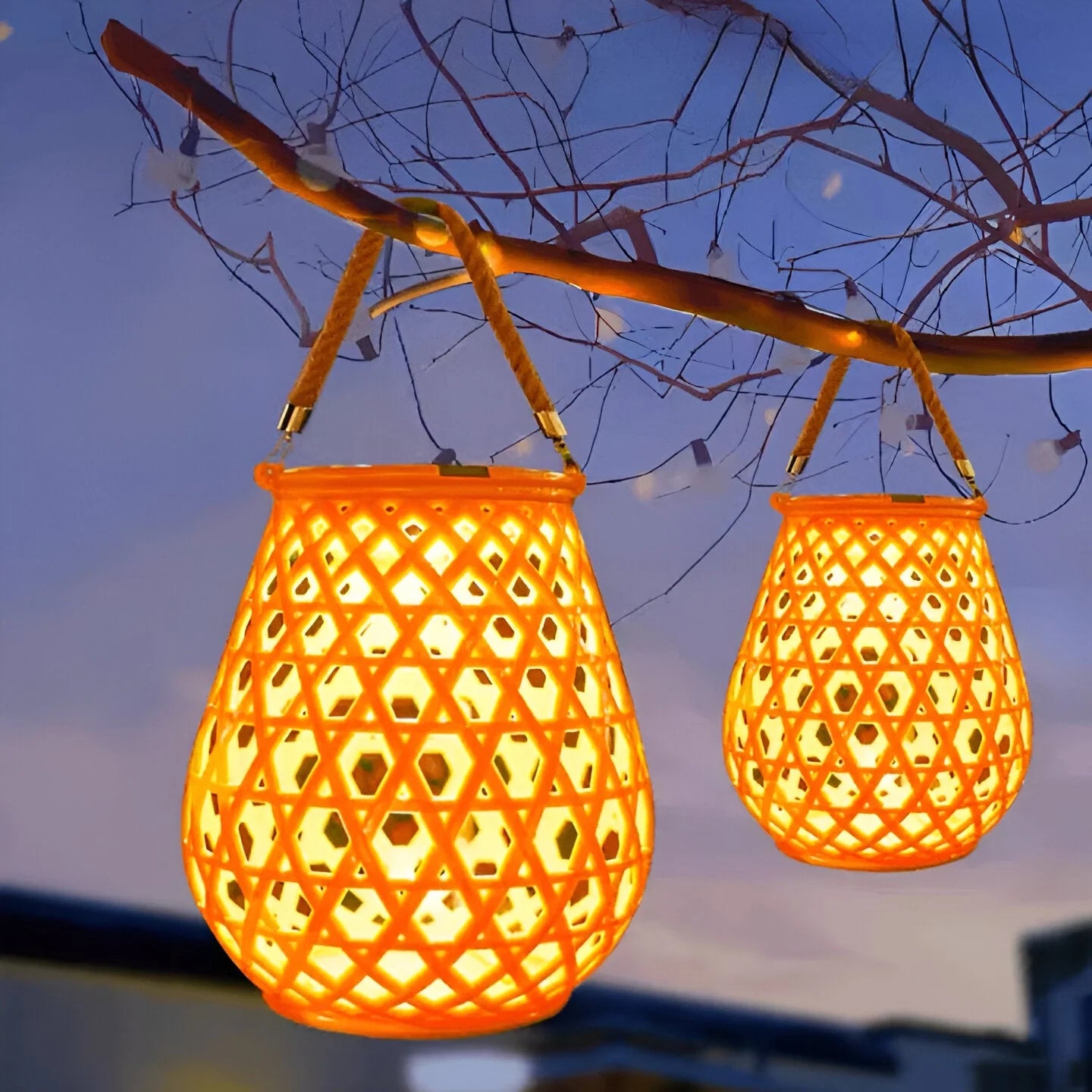 Zonne Tuinlamp met Gevlochten Bamboe Look