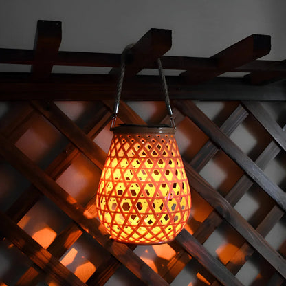 Zonne Tuinlamp met Gevlochten Bamboe Look