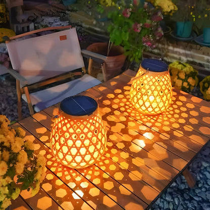 Zonne Tuinlamp met Gevlochten Bamboe Look