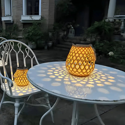Zonne Tuinlamp met Gevlochten Bamboe Look