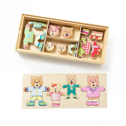 Educatief Speelgoed Houten Puzzel Emoties Kleding Combineren